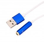 Wholesale Short Type-C USB Charging Cable and 3.5mm Jack AUX Headphone Audio Adapter Dongle 9.5in (Blue)